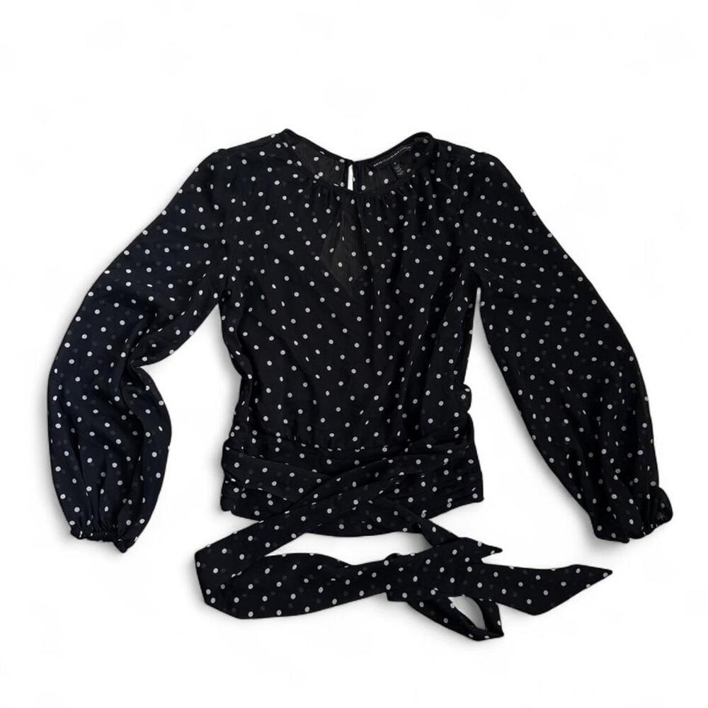 White House Black Market Polka Dot Wrap Top